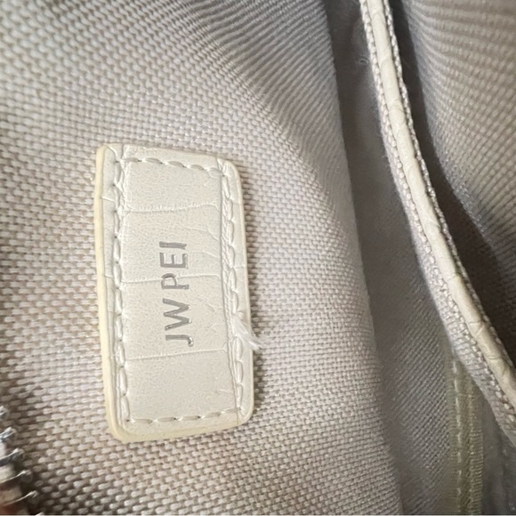 JW PEI Women’s Eva Shoulder Bag Elegant Cream Crocodile-Embossed Shoulder Bag - Picture 7 of 8